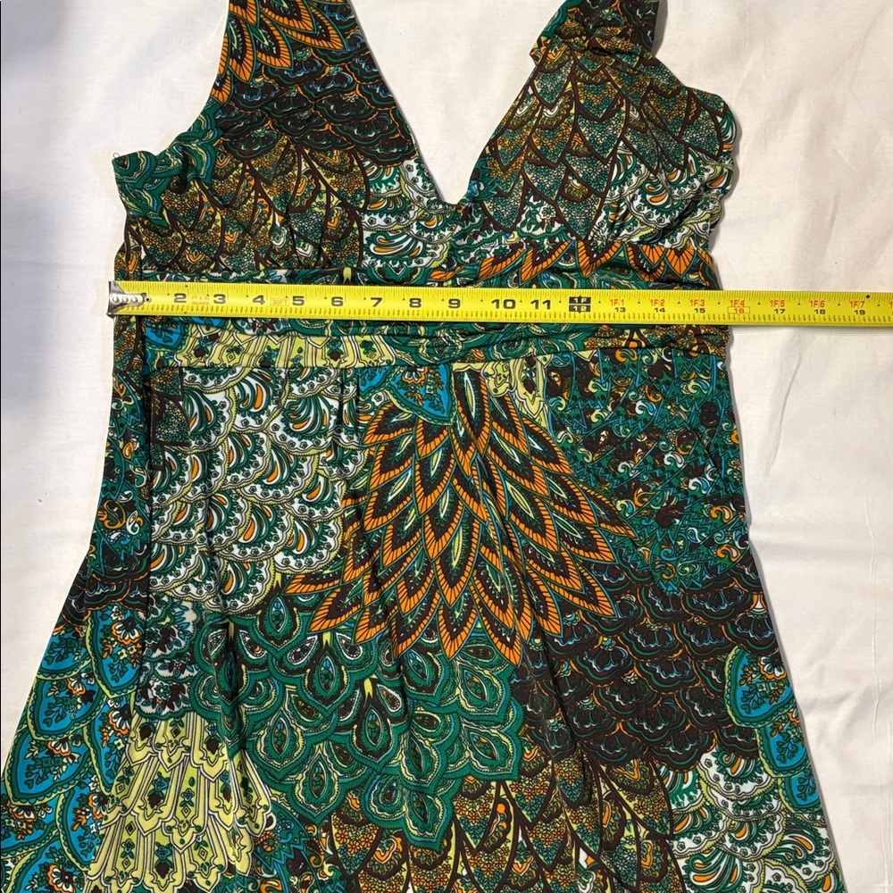 Cristinalove Teal & Green Patterned V-Neck Maxi Dress - Picture 6 of 11